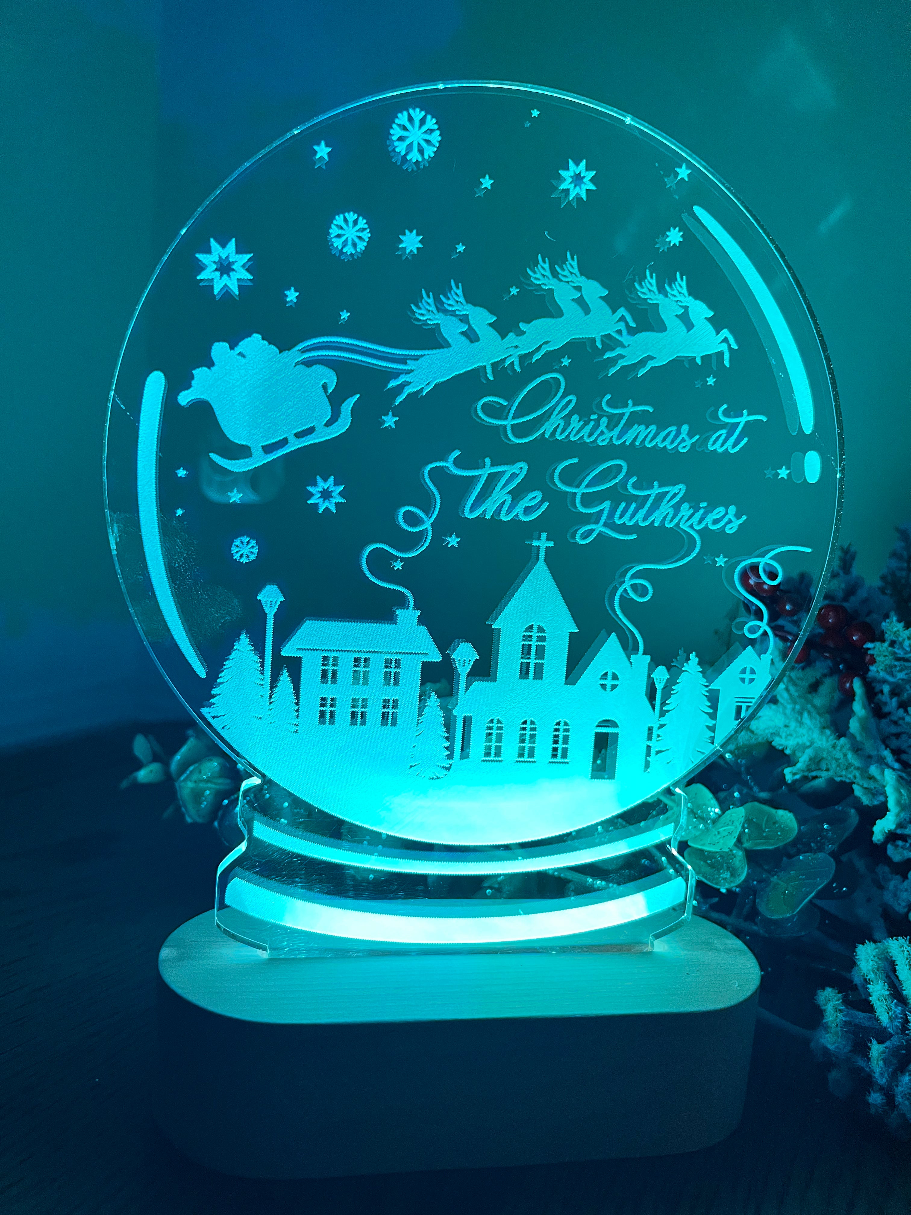 Load image into Gallery viewer, Christmas LED Light up Snowglobe - personalised craft product
