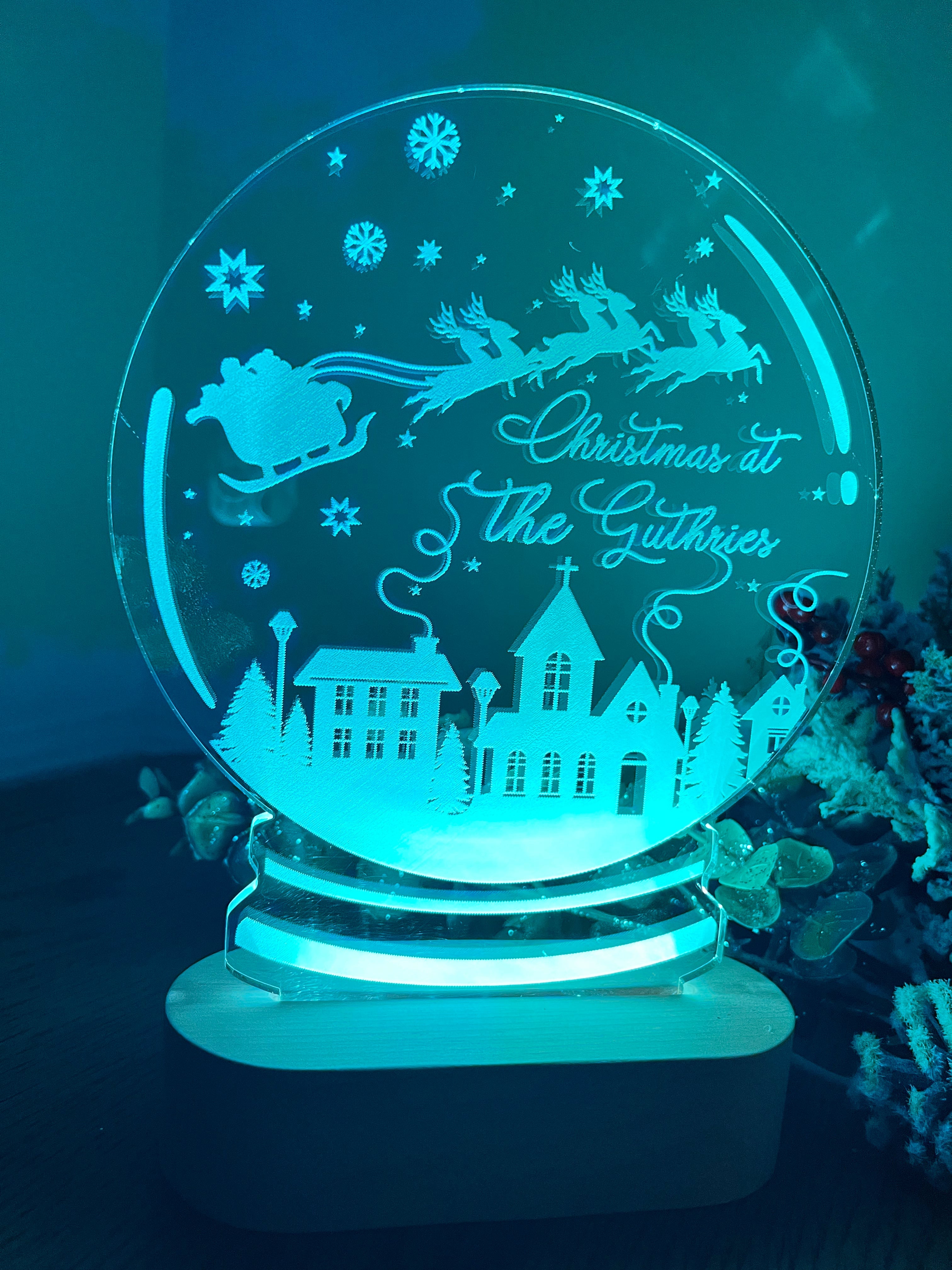 Load image into Gallery viewer, Colour Change Christmas LED Light up Snowglobe - personalised
