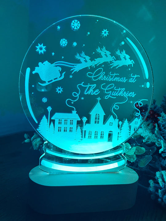 Colour Change Christmas LED Light up Snowglobe - personalised