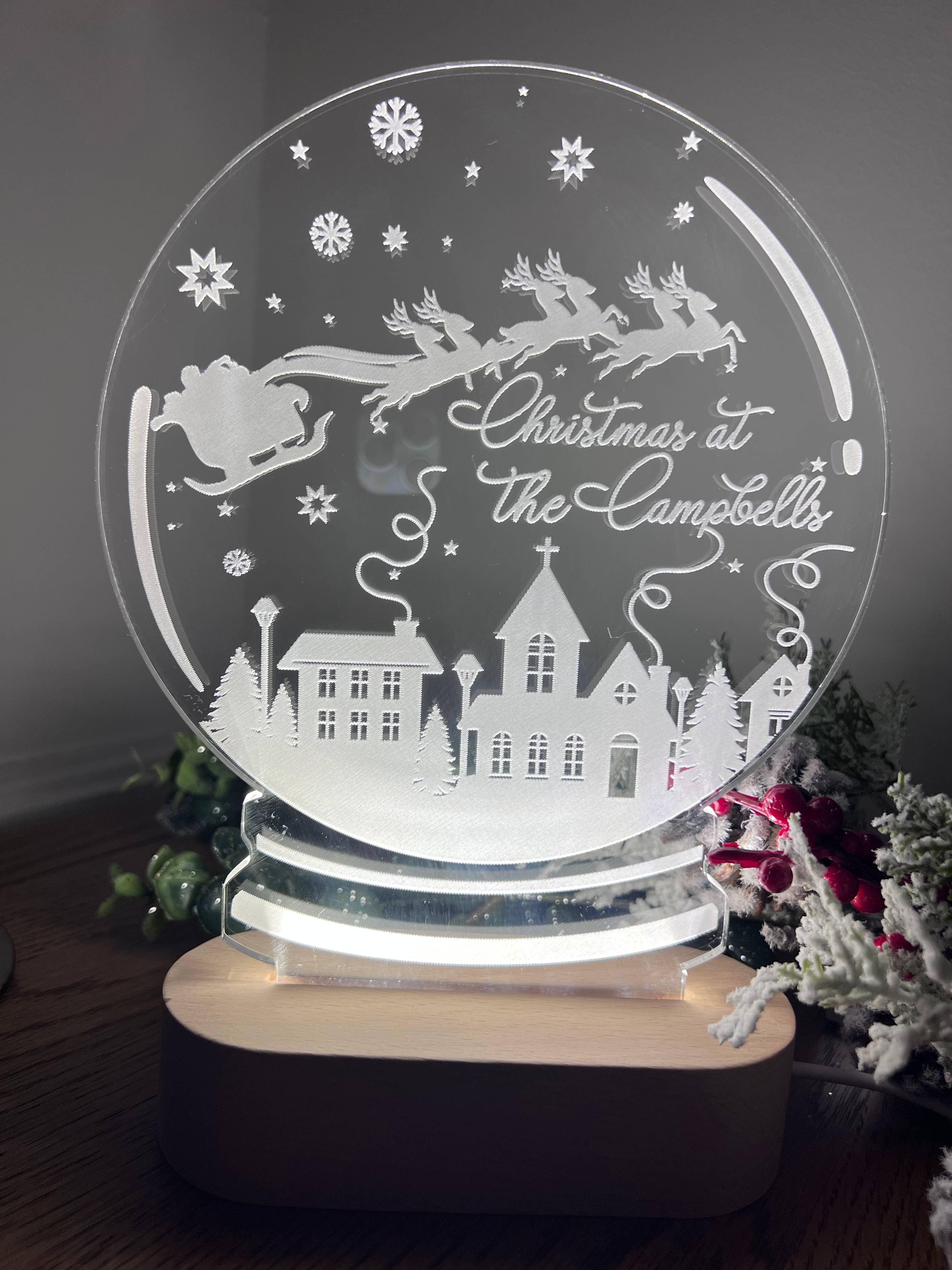 Christmas LED Light up Snowglobe - personalised craft product