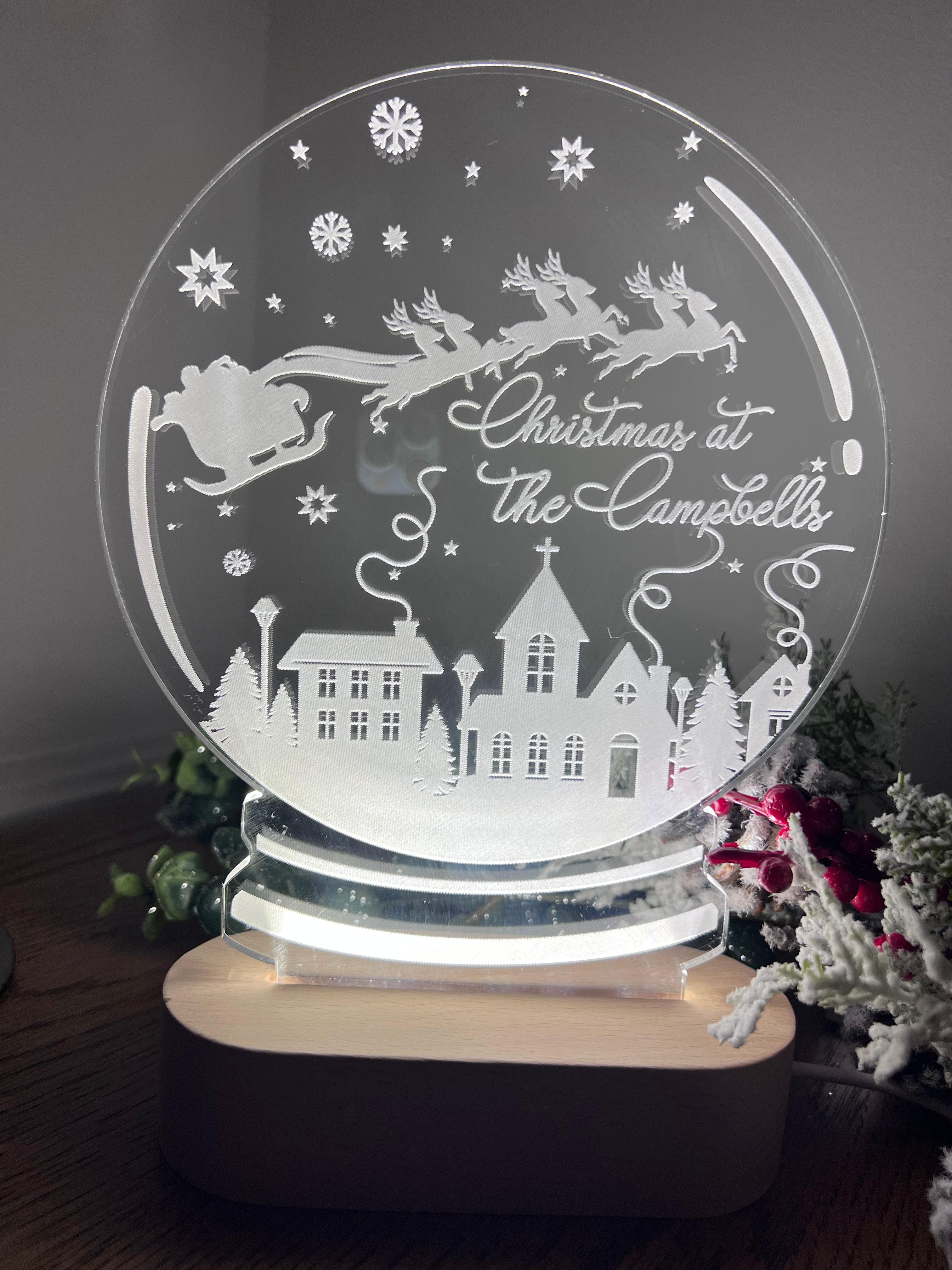 Load image into Gallery viewer, Colour Change Christmas LED Light up Snowglobe - personalised

