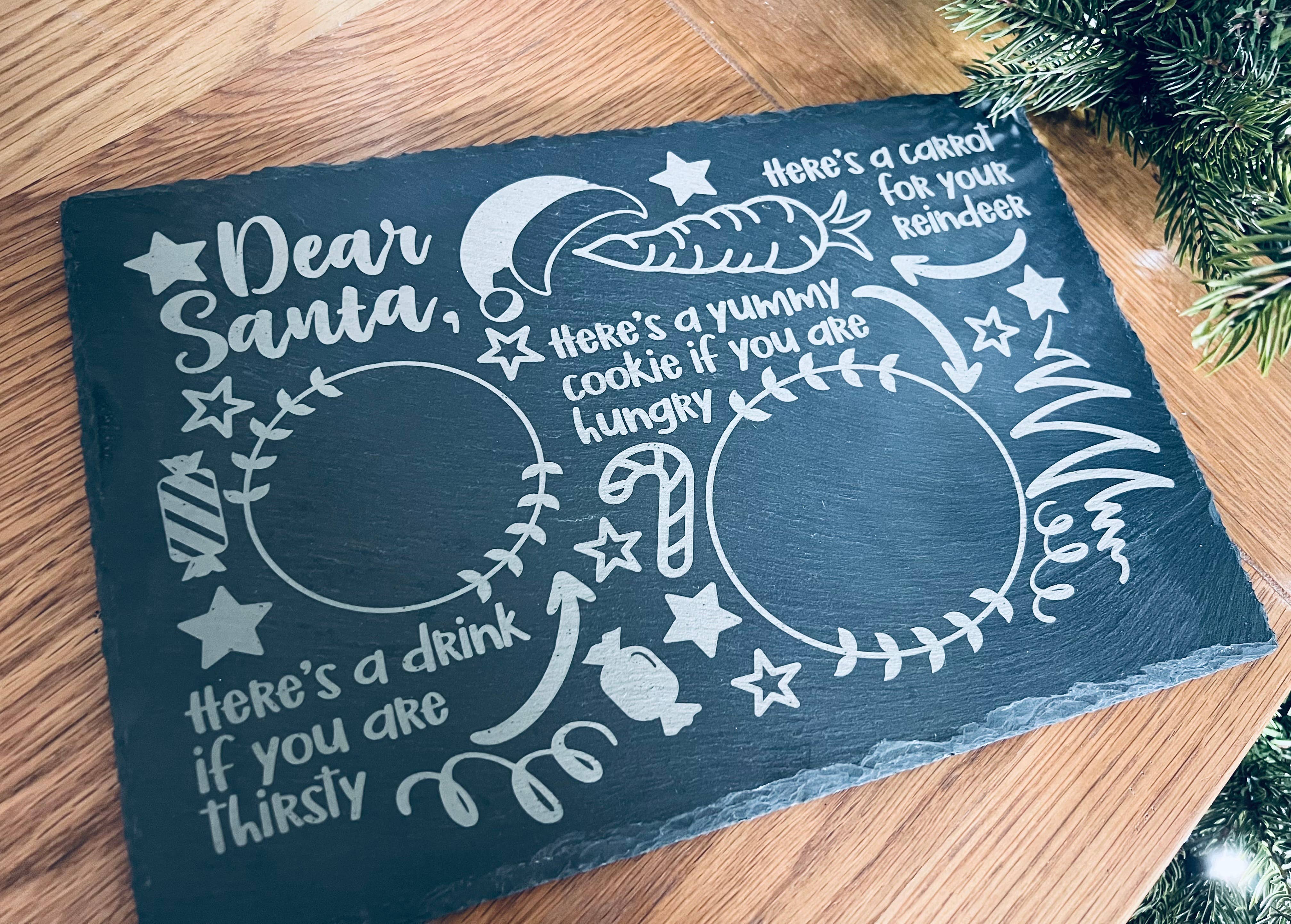Slate Santa Platter - Rustic Slate - Personalised Christmas placemat