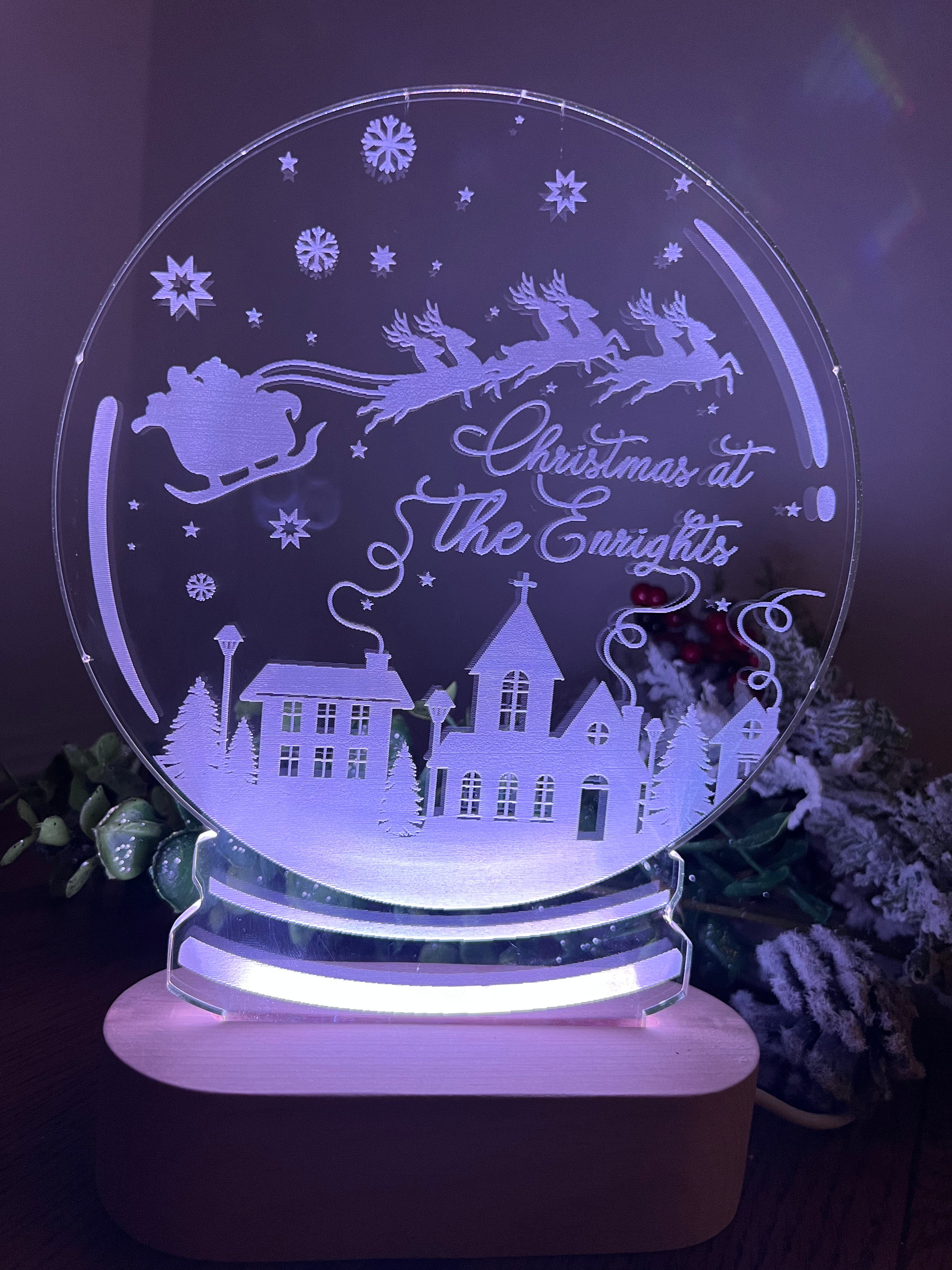 Load image into Gallery viewer, Colour Change Christmas LED Light up Snowglobe - personalised
