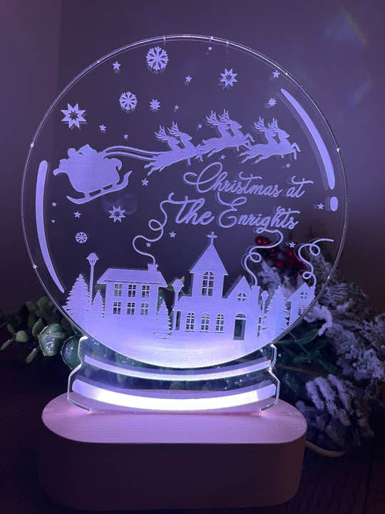 Colour Change Christmas LED Light up Snowglobe - personalised