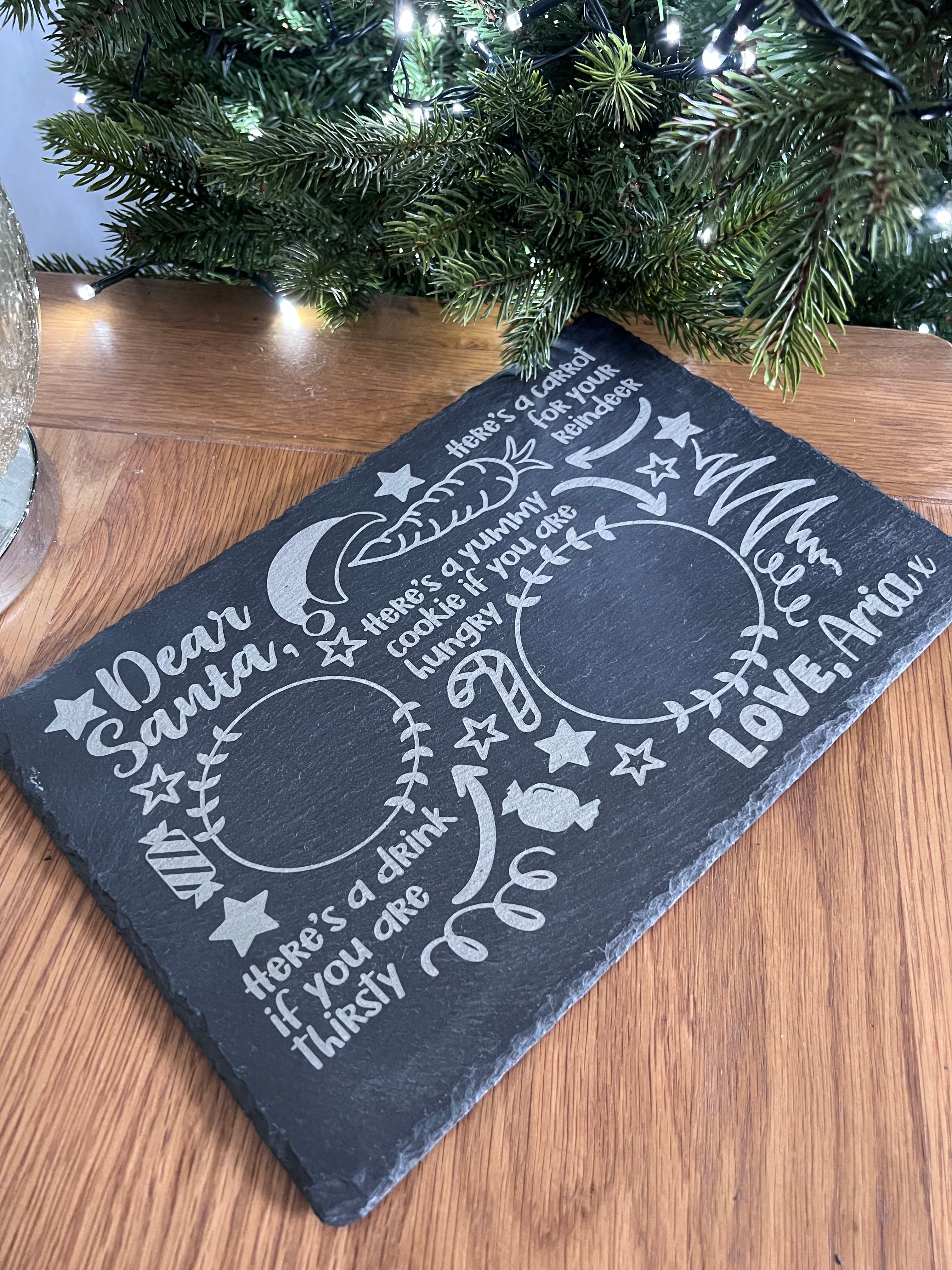 Load image into Gallery viewer, Slate Santa Platter - Rustic Slate - Personalised Christmas placemat
