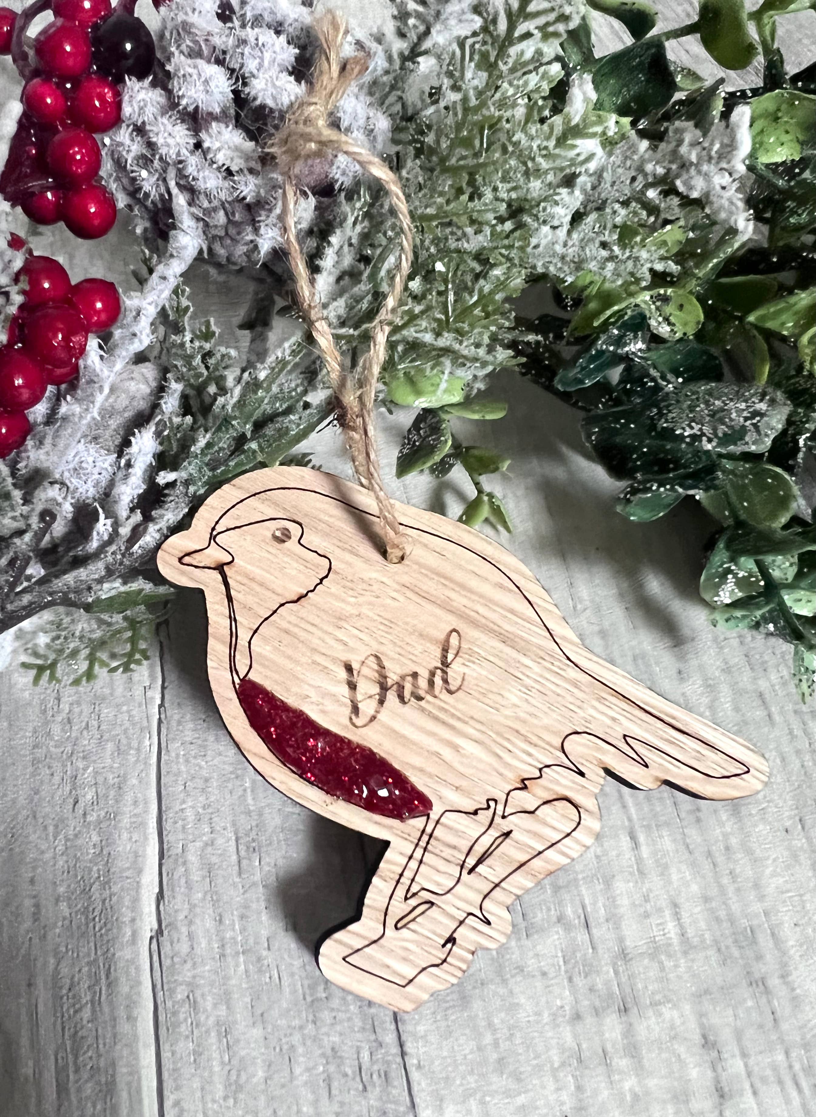 Oak Personalised Robin - In Memory Tree Decoration